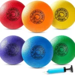 EVERICH TOY 8.5 inch playground balls, six pack in assorted colors with hand pump