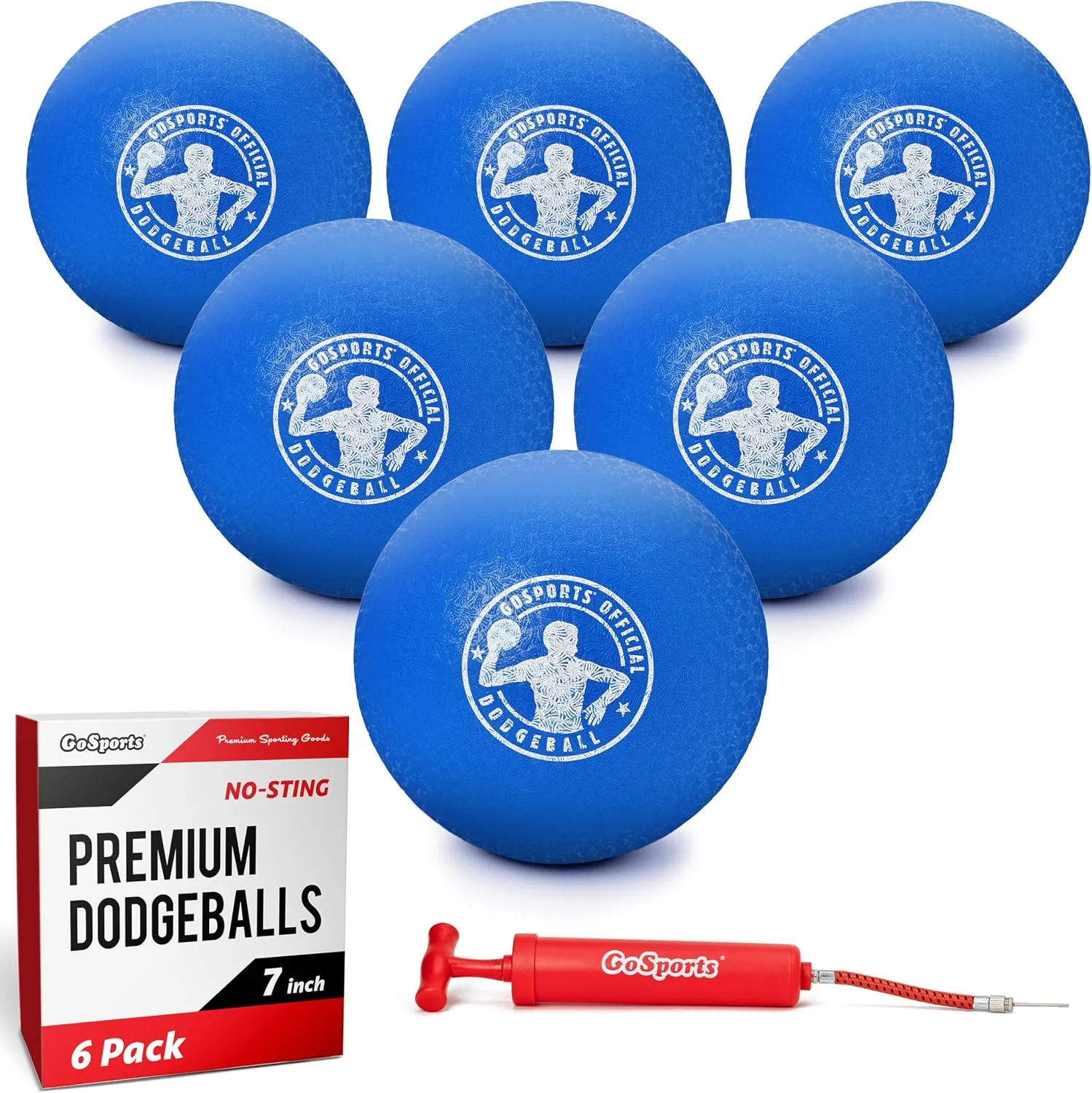 GoSports Inflatable Dodgeballs – Choose 5 Inch or 7 Inch No Sting Balls – Set of 6 Includes Ball Pump & Mesh Bag