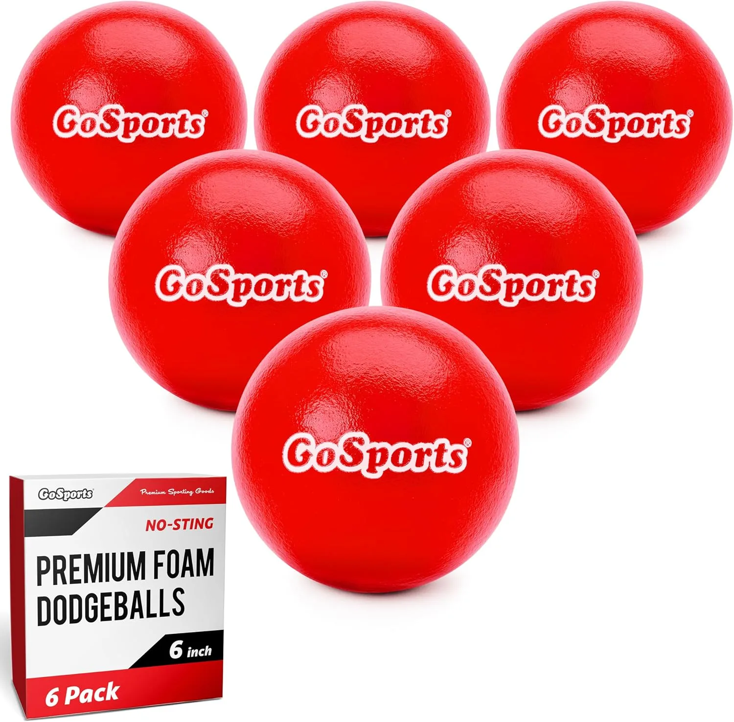 GoSports Soft Skin Foam Playground Dodgeballs – Set of 6 Includes Mesh Carry Bag