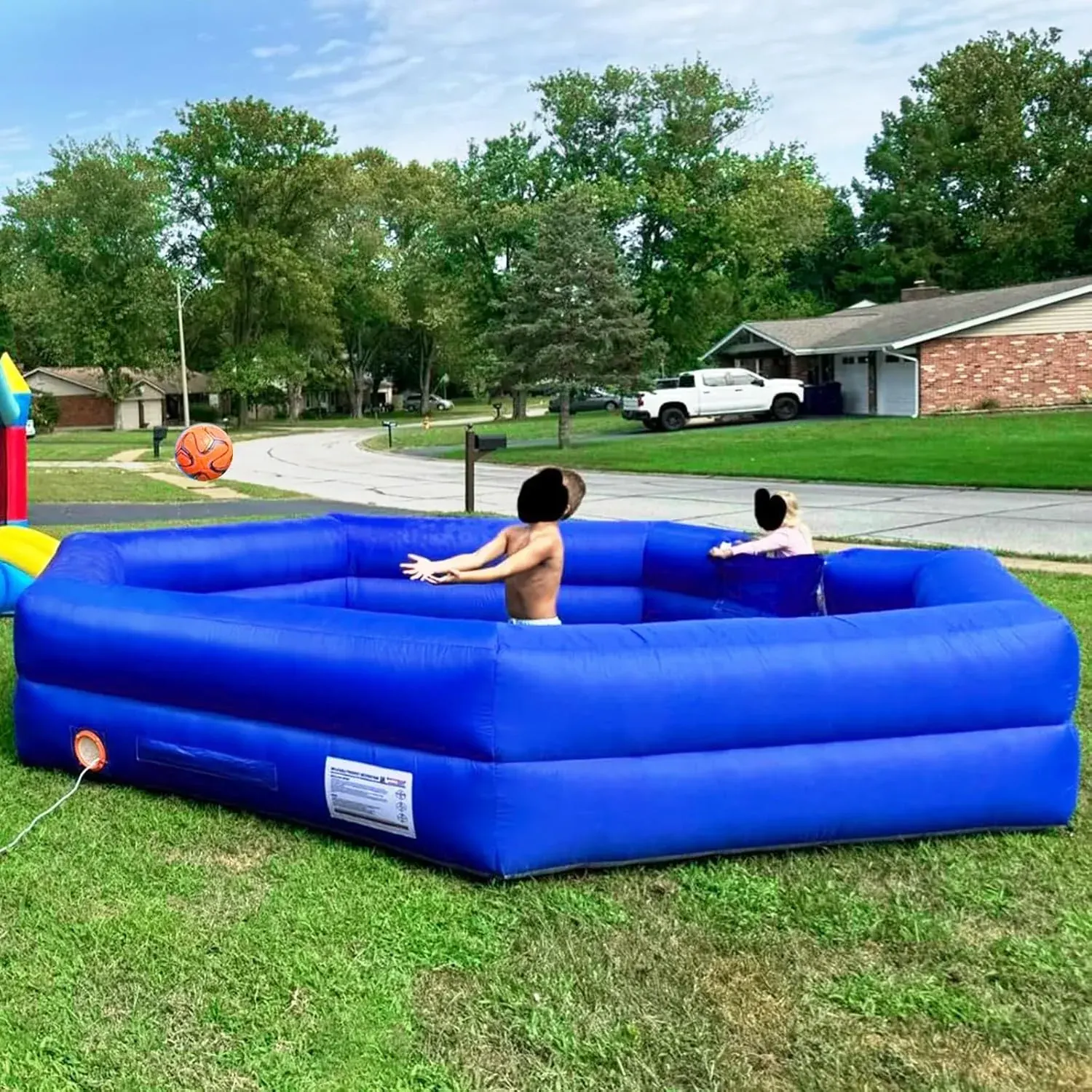 OZIS 15FT Inflatable Gaga Ball Pit with Built-in Blower, Portable Gagaball Court for Indoor/Outdoor Sports, Family Activities Easy to Setup (Blue)