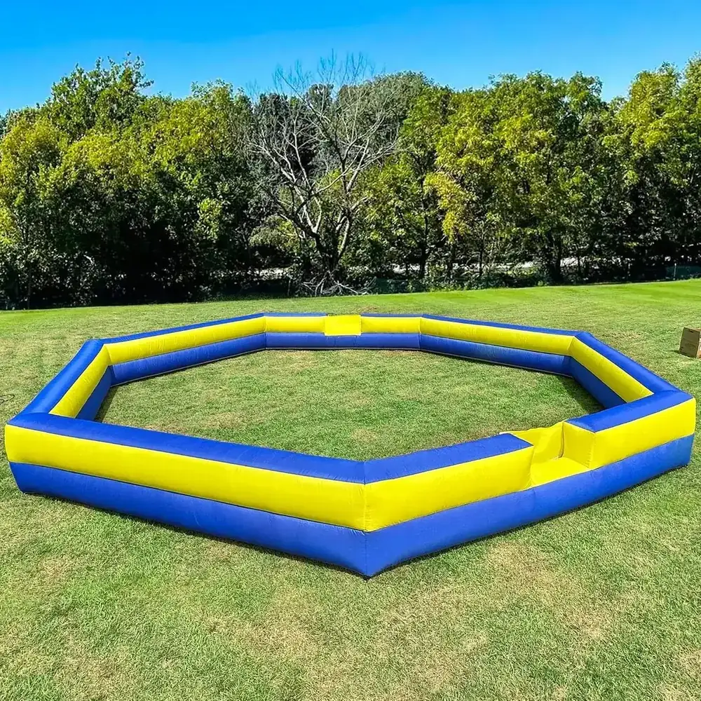 OZIS 26FT Inflatable Gaga Ball Pit with Built-in Blower, Portable Gagaball Court for Indoor/Outdoor Sports/Family Activities Easy to Setup (Blue&Yellow)